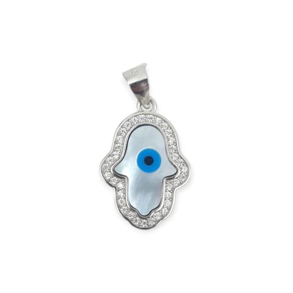 925 Sterling Silver Pendant with Beautiful Evil-Eye and Zerkons